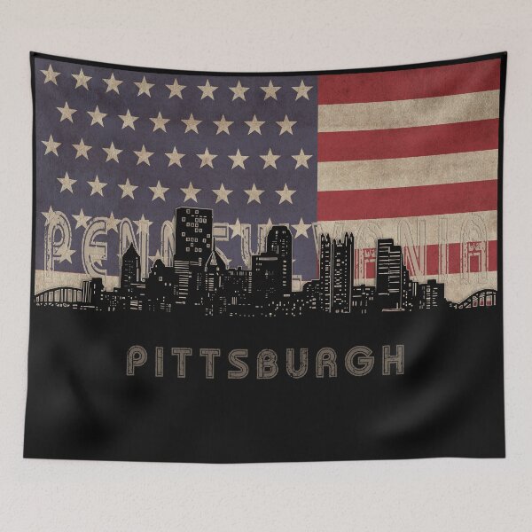Item preview, pittsburgh skyline flag designed and sold by BekimART2.