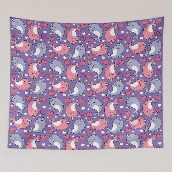 Item preview, Cute Narwhal Pattern - Pink and Purple Hearts designed and sold by toddsimpson.