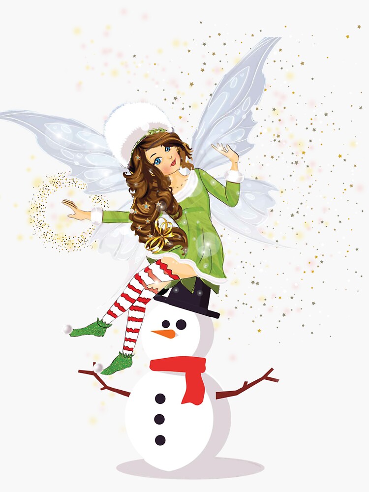 Thumbnail 3 of 3, Sticker, Fairy Merry And the Magical Snowman™ designed and sold by TeelieTurner.