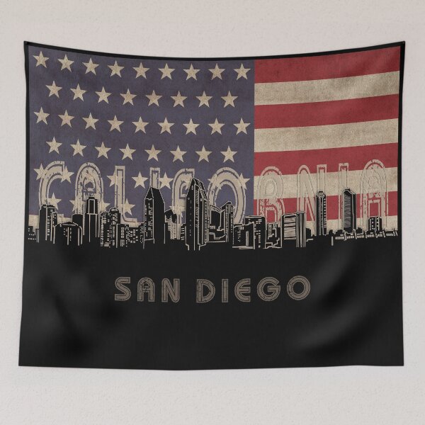 Item preview, san diego skyline flag designed and sold by BekimART2.