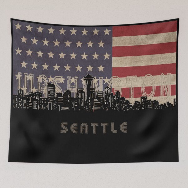 Item preview, seattle skyline flag designed and sold by BekimART2.