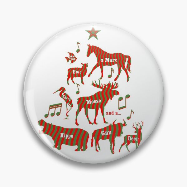 Item preview, Funny Christmas Song Animals - Wee Fish Ewe a Mare Egret Moose and a Hippo Gnu Deer Striped designed and sold by BourbonMania.