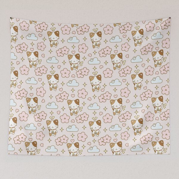 Item preview, Maneki Neko, Sakura and Clouds Pattern designed and sold by LuYukari.