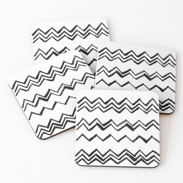 Item preview, Minimal Zigzag Chevron Black on White hand drawn designed and sold by badlydrawnbabe.
