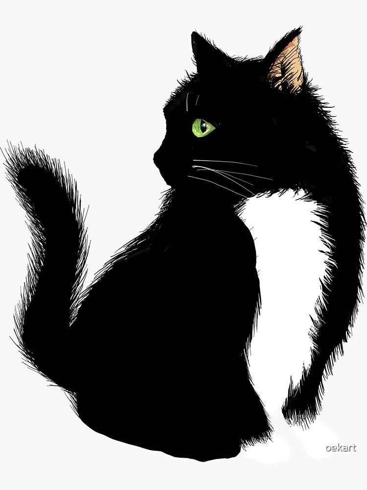 Thumbnail 3 of 3, Sticker, Cute Cat Sticker! designed and sold by oekart.