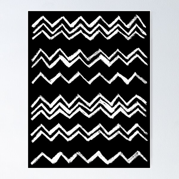 Item preview, Minimal Zig zag Chevron White on Black designed and sold by badlydrawnbabe.