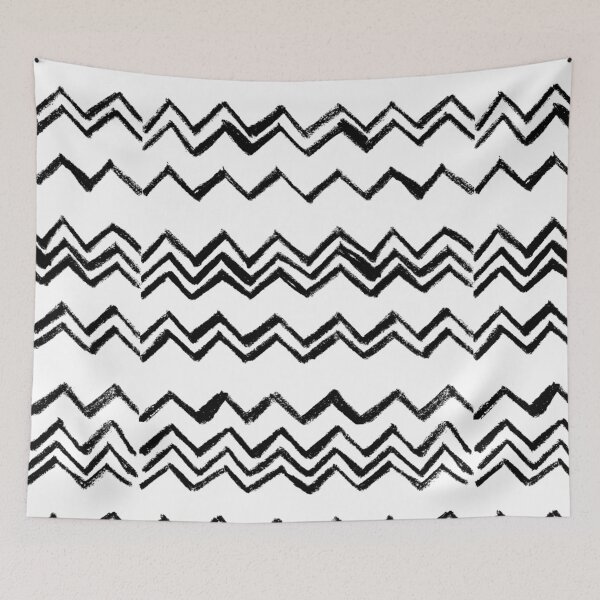 Item preview, Minimal Zigzag Chevron Black on White hand drawn designed and sold by badlydrawnbabe.