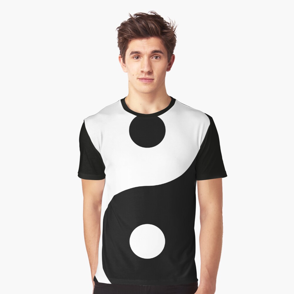 Yin and Yang - Negative Space Design White on Black | Graphic T-Shirt Dress