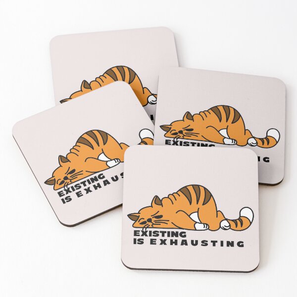 Item preview, Existing is Exhausting - Fat Orange Cartoon Cat designed and sold by PKHalford.