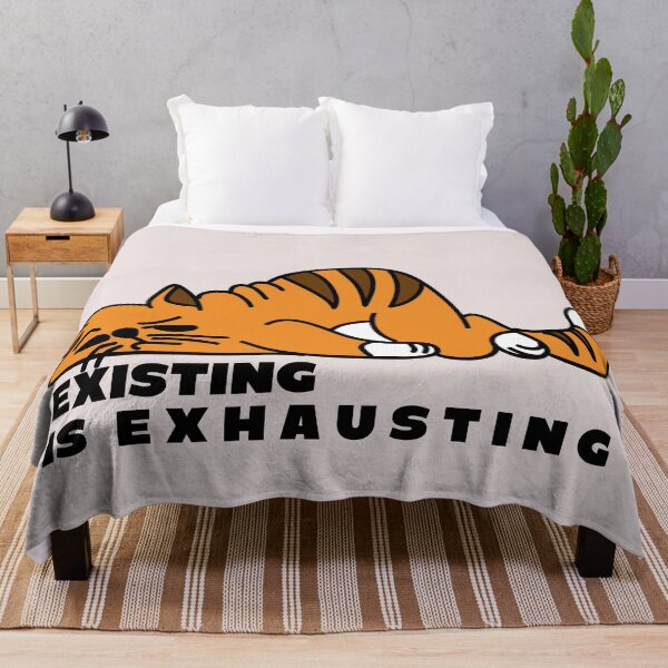 Item preview, Existing is Exhausting - Fat Orange Cartoon Cat designed and sold by PKHalford.