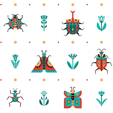 Artwork thumbnail, Geometric Insects pattern by Domska