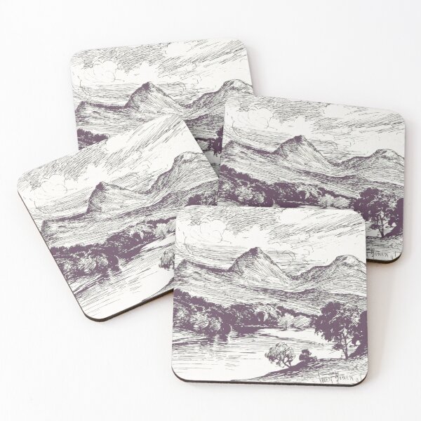 Item preview, The Eildon Hills from the River Tweed | Illustration by Owen Bowen 1896 designed and sold by yourscotborders.