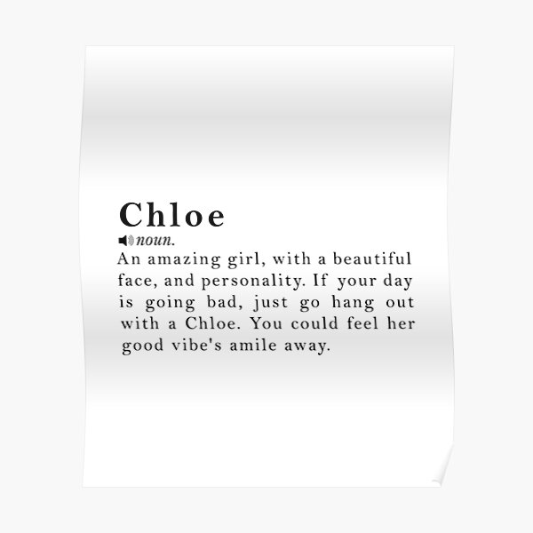 Chloe Name Definition Meaning Poster By Peachyline Redbubble 4184