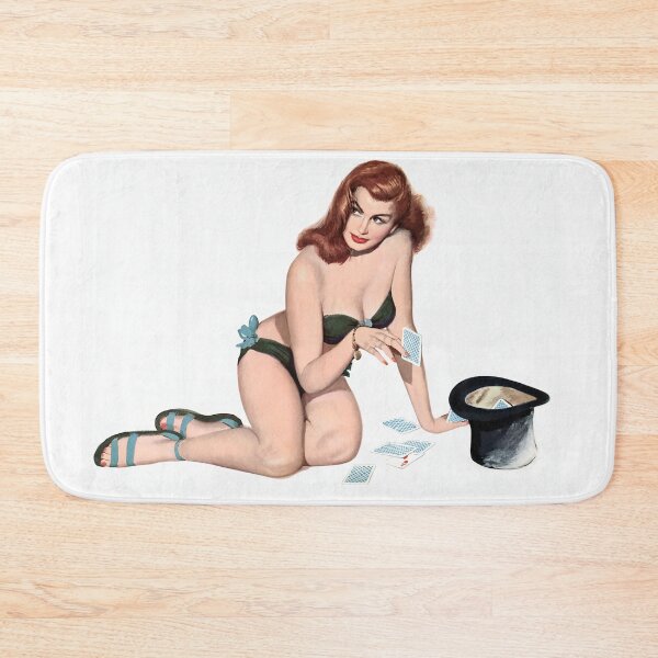 Item preview, Pinup Girl Redhead In Black Bathing Suit  designed and sold by vintagerepros.