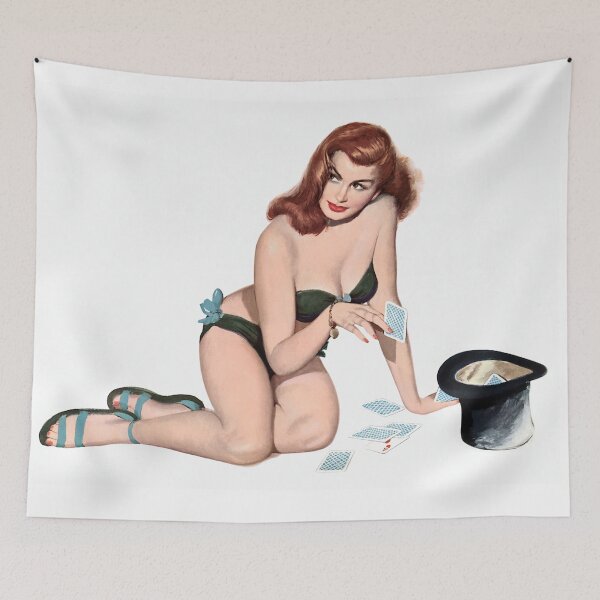 Item preview, Pinup Girl Redhead In Black Bathing Suit  designed and sold by vintagerepros.