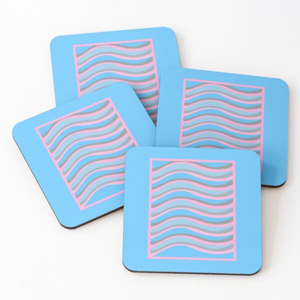Item preview, Pattern of waves of blue pink and grey with pink border  designed and sold by AnnaBBS.