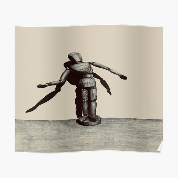 Wooden doll with light and shadow Poster