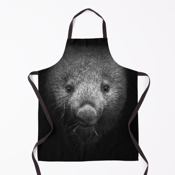 Wombat black and white portrait Apron