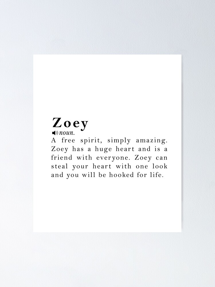 zoey-name-definition-meaning-poster-for-sale-by-peachyline-redbubble