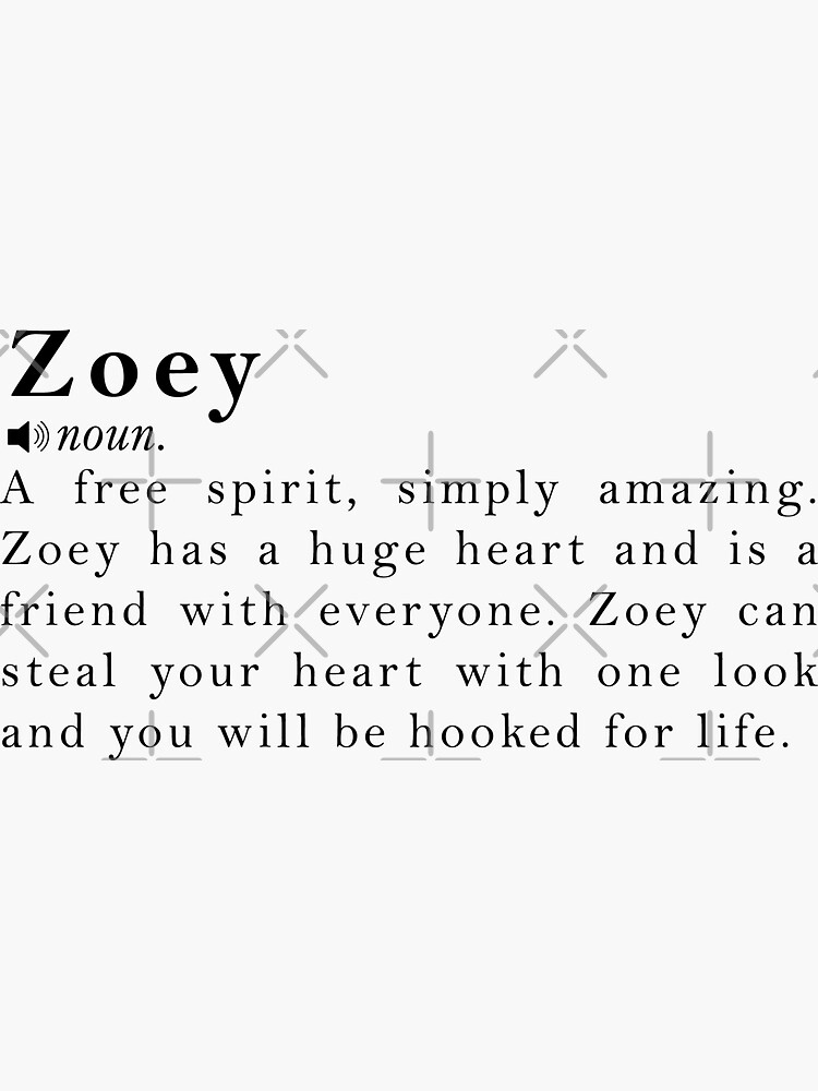 zoey-name-definition-meaning-sticker-for-sale-by-peachyline-redbubble