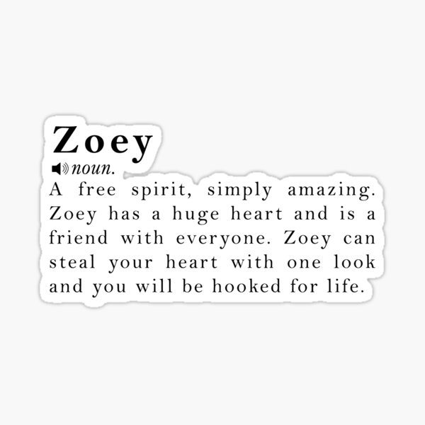 zoey-name-definition-meaning-sticker-for-sale-by-peachyline-redbubble