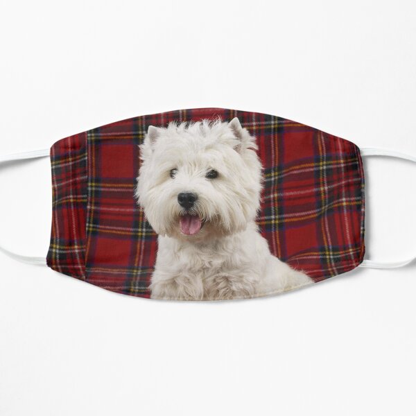 West Highland White Terrier on a Scotch Plaid Flat Mask