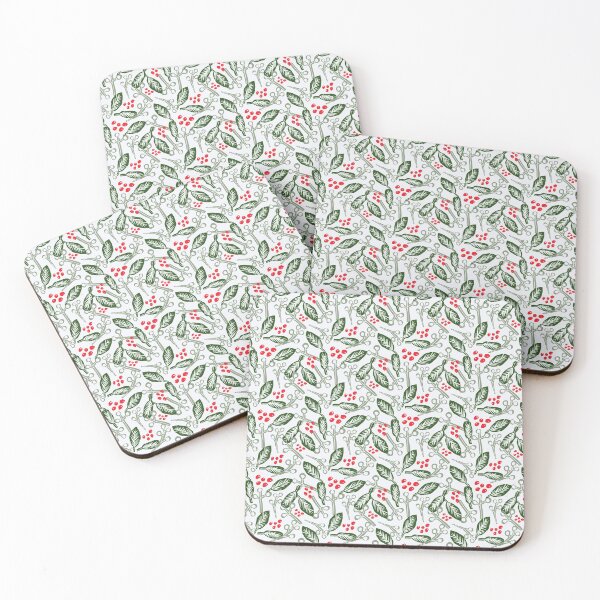 Item preview, Traditional Leaves and Holly Christmas Pattern (Ice Blue Background) designed and sold by Rosinda.