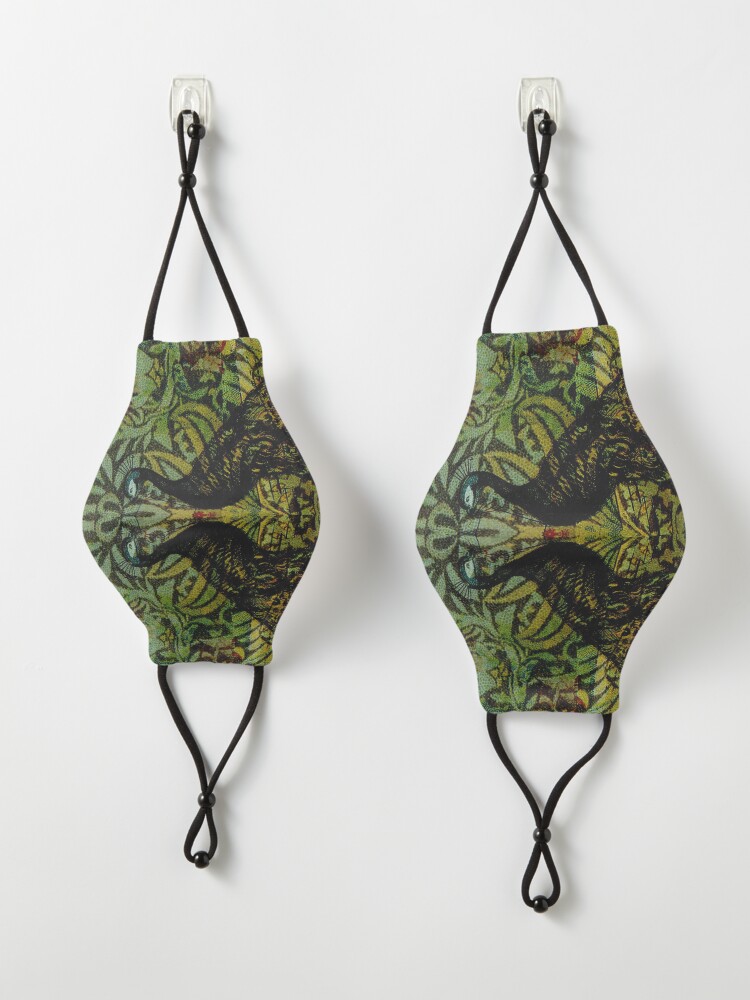Alternate view of Indian Blue Peafowl Pattern Mask