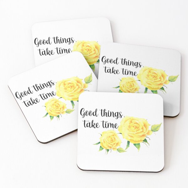Item preview, Good Things Take Time Lovely Yellow Roses Floral Inspirational Quote designed and sold by BlossomSky.