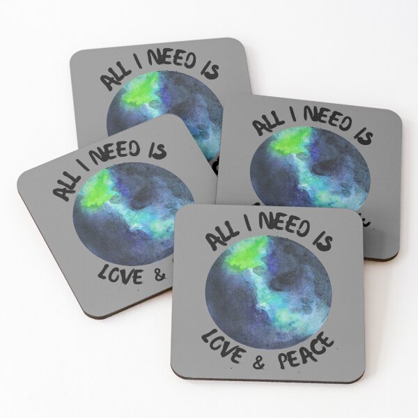 Item preview, All I Need is Love and Peace Watercolor Earth Planet Earth Peace and Love  designed and sold by BoomDesignsUS.