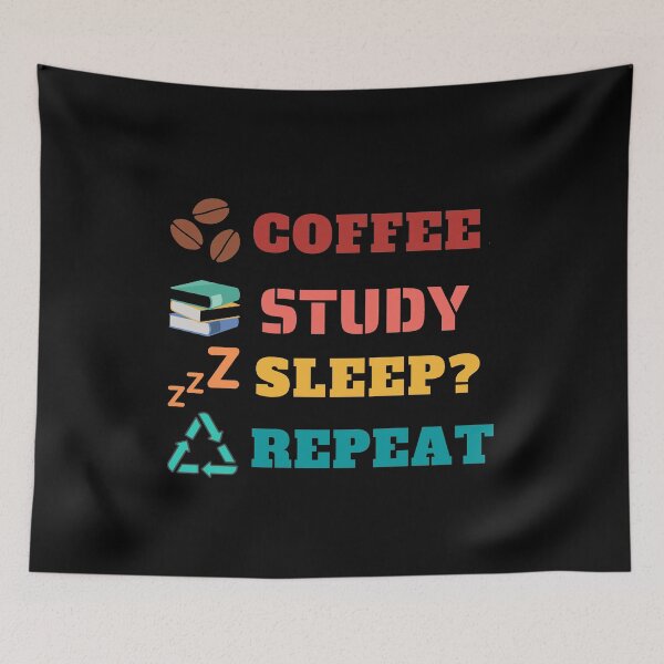 Item preview, Coffee Study Sleep Repeat Vintage Sunset Colors designed and sold by StarlightTales.