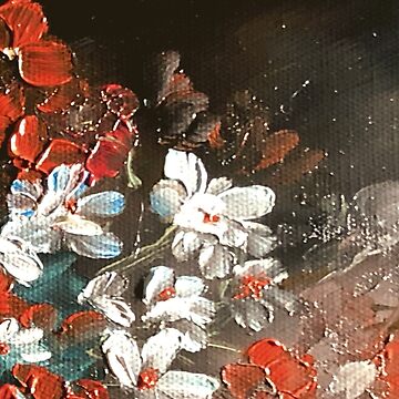 Artwork thumbnail, Abstract Red and White Flower Floral Bouquet Oil Painting Design by artbydelfineart