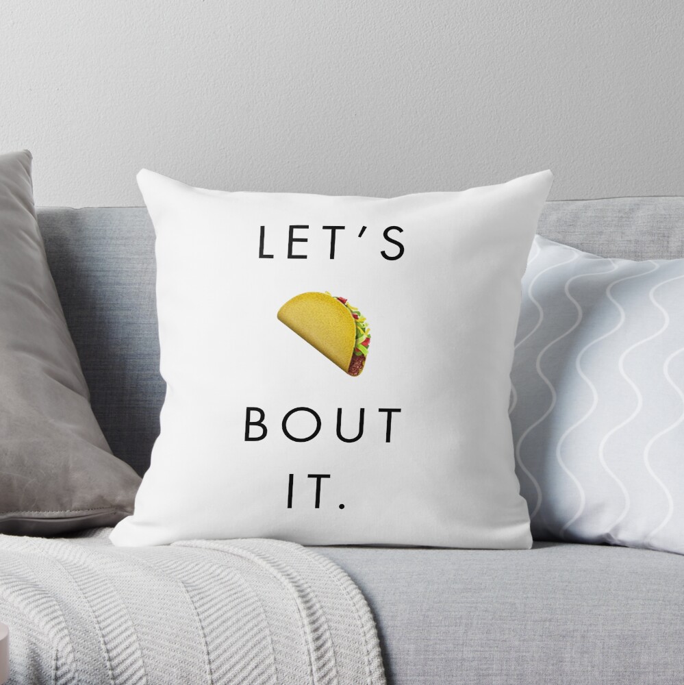 Let's Taco Bout It Emoji - Dark on Light Background Throw Pillow