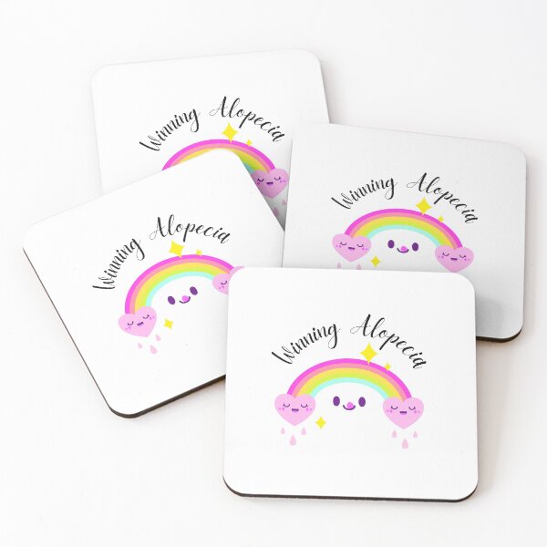 Item preview, Alopecia and Hair Loss Motivation Cute Kawaii Rainbow Pink Hearts Clouds designed and sold by Winning Alopecia.