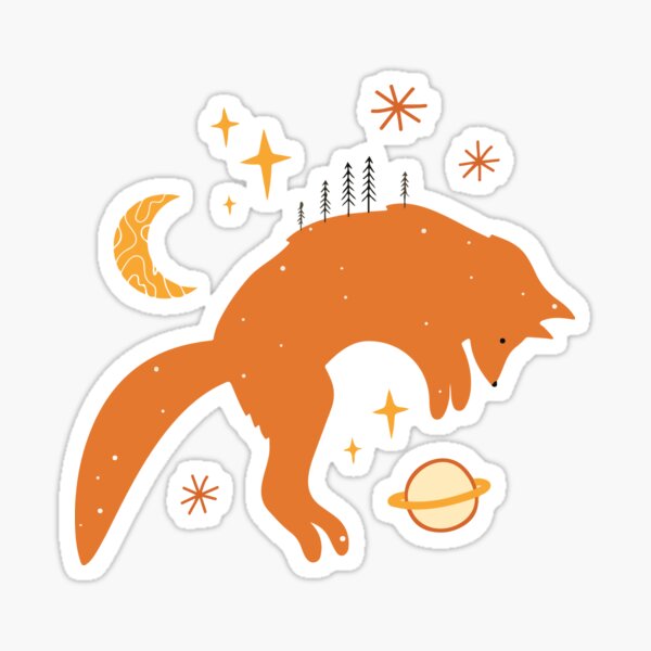 Space Foxes Minimalist Style Sticker