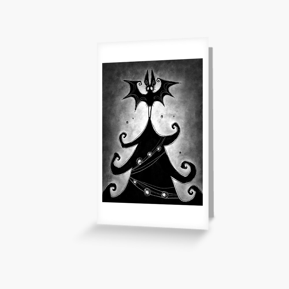 ""Creepmas Tree Topper" Cute Spooky Bat Tree Star" Greeting Card for