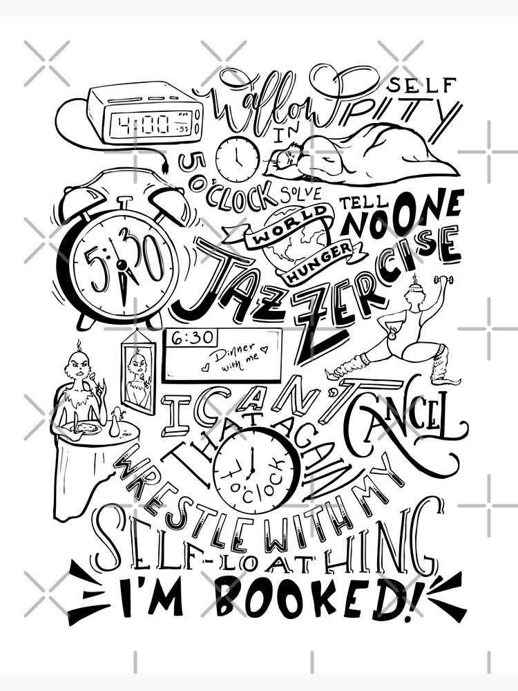 the-grinch-s-schedule-black-and-white-art-board-print-for-sale-by-catlashley-redbubble