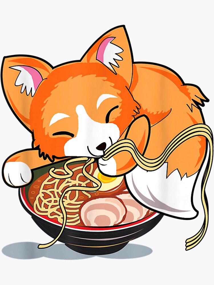 Ramen Noodles Fox Lover Kawaii Japanese Anime Gift Sticker for