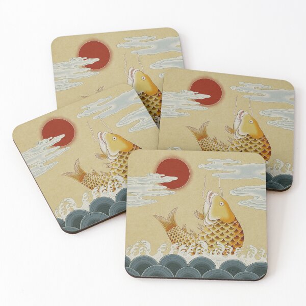 Item preview, Sun, Sea and Jumping carp Type A: Minhwa-Korean traditional/folk art designed and sold by minsillust.