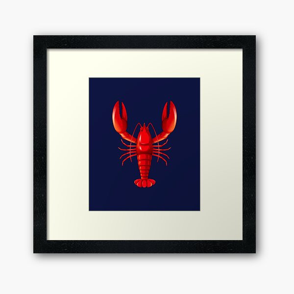 Red Lobster Crustacean Shellfish Pattern Framed Art Print