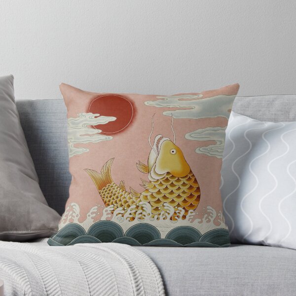 Item preview, Sun, Sea and Jumping carp Type C: Minhwa-Korean traditional/folk art designed and sold by minsillust.