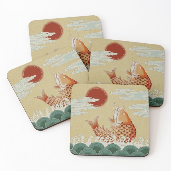 Item preview, Sun, Sea and Jumping carp Type D: Minhwa-Korean traditional/folk art designed and sold by minsillust.