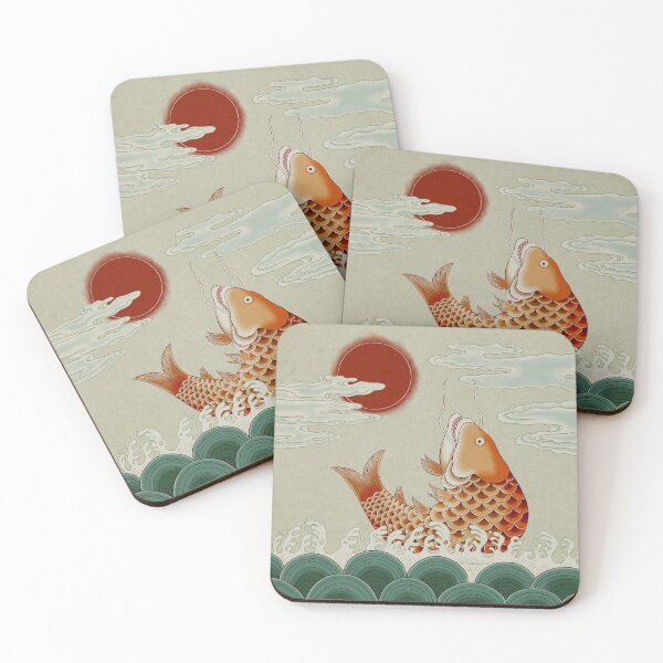 Item preview, Sun, Sea and Jumping carp Type E: Minhwa-Korean traditional/folk art designed and sold by minsillust.