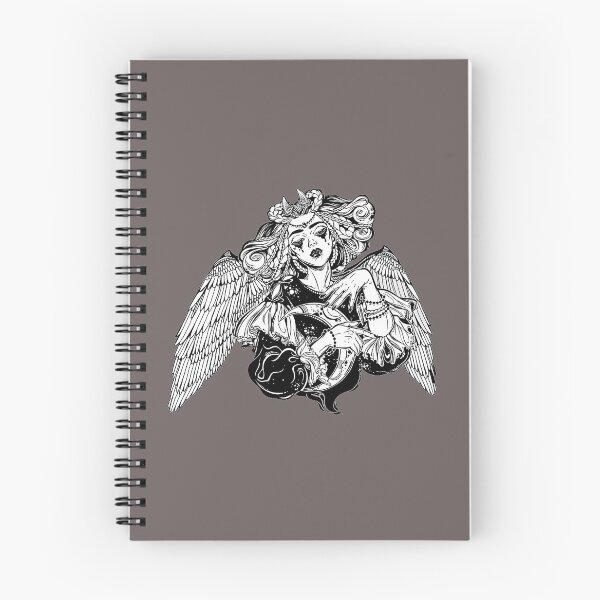 Item preview, Beautiful pagan magic winged and horned goddess Lilith with crescent in her hands designed and sold by ExocetMerch.