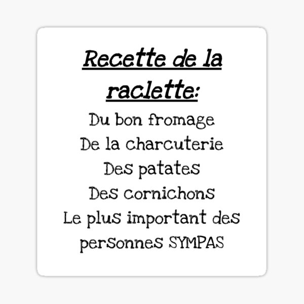 Raclette Stickers Redbubble