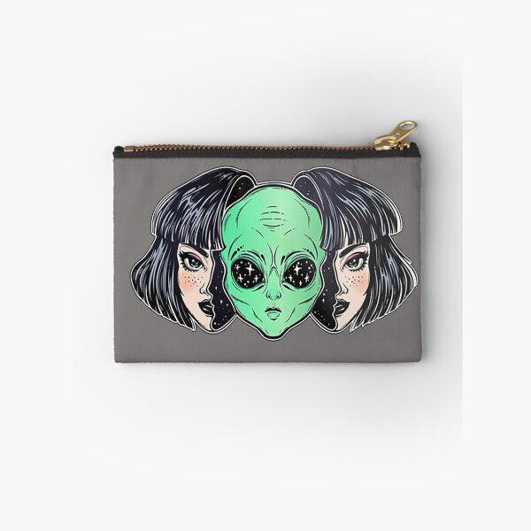 Item preview, Colorful vibrant portrait of an alien from outer space face in disguise as human girl designed and sold by ExocetMerch.