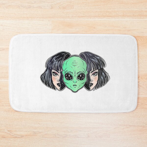 Item preview, Colorful vibrant portrait of an alien from outer space face in disguise as human girl designed and sold by ExocetMerch.