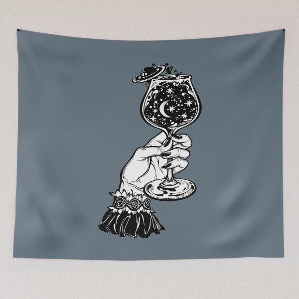 Item preview, Elegant female hand holding a universe in a glass designed and sold by ExocetMerch.