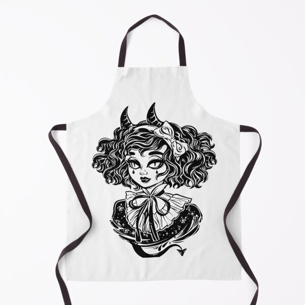 Item preview, Gothic Victorian demonic girl head portrait with imp horns and curly hair and strange eyes designed and sold by ExocetMerch.