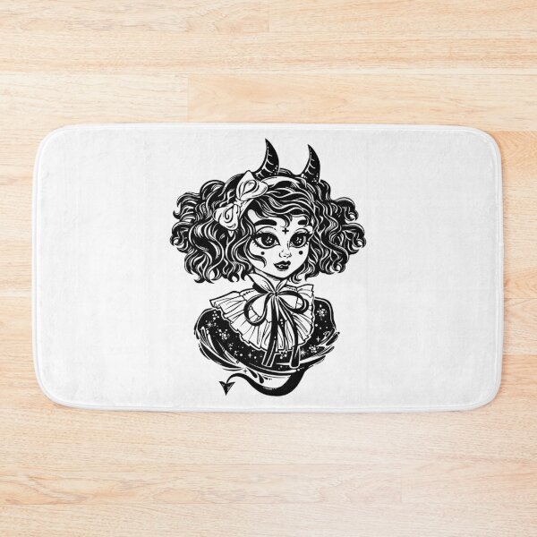 Item preview, Gothic Victorian demonic girl head portrait with imp horns and curly hair and strange eyes designed and sold by ExocetMerch.